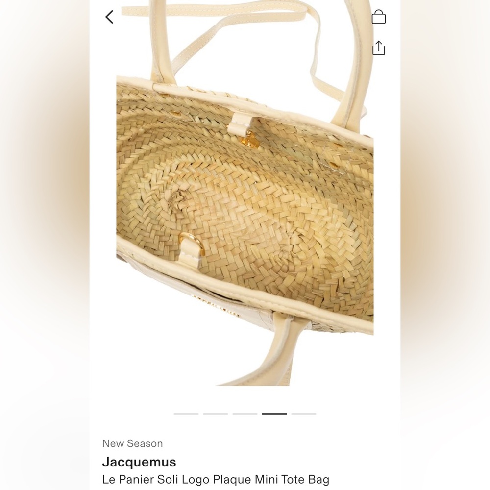 Authentic Jacquemus Cream Le Panier Soli Tote Bag - Picture 4 of 15
